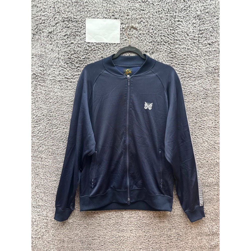 Needles Butterfly Logo Side Line Rib Collar Track Jacket Navy Blue Mens Size L
